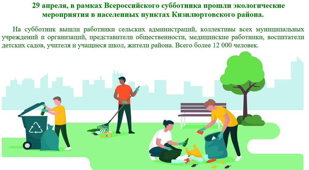 29 апреля, в рамках Всероссийского субботника прошли экологические мероприятия в населенных пунктах Кизилюртовского района